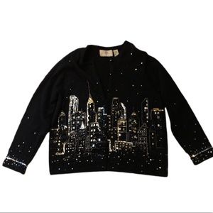 Vintage NYC Skyline Sequin Cardigan